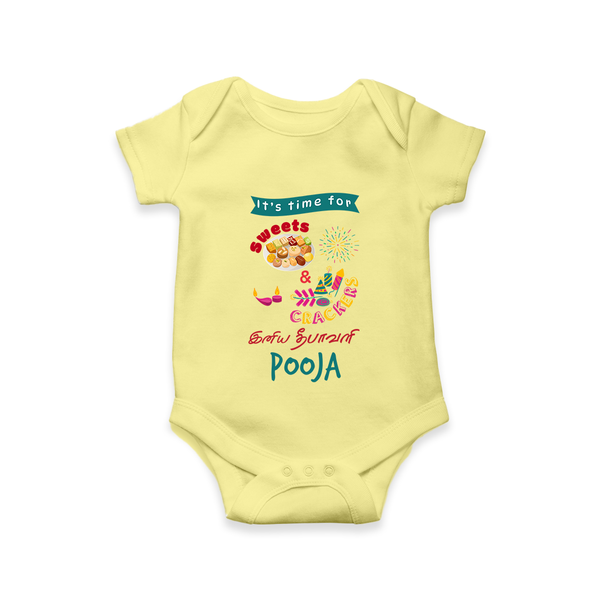 Happy Diwali | Cherished Diwali Celebration Romper - PASTEL YELLOW - New Born (Chest 14")
