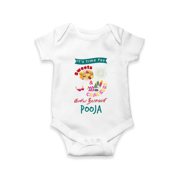Happy Diwali | Cherished Diwali Celebration Romper - WHITE - New Born (Chest 14")