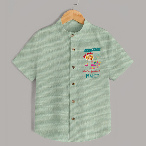 Happy Diwali | Cherished Diwali Celebration Shirt - MINT GREEN - 0 - 6 Months Old (Chest 23")