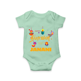 Happy Diwali | Rangoli Ready Celebration Romper - MINT GREEN - New Born (Chest 14")