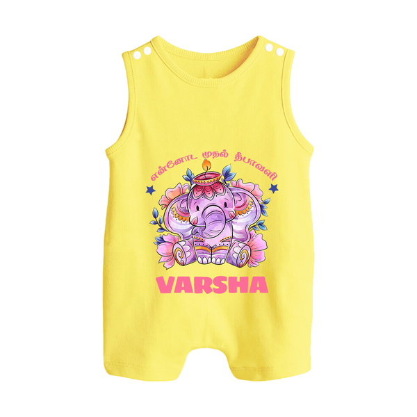 Happy Diwali | Celebration is Lighting Up Romper Suit - PASTEL YELLOW - 0 - 5 Months Old (Chest 18")
