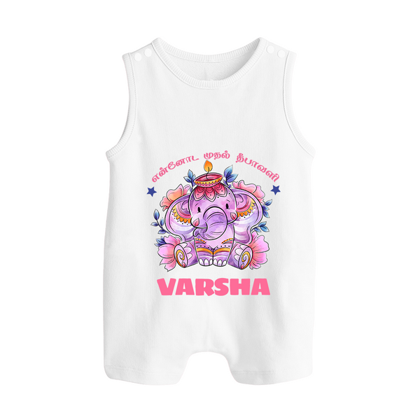 Happy Diwali | Celebration is Lighting Up Romper Suit - WHITE - 0 - 5 Months Old (Chest 18")