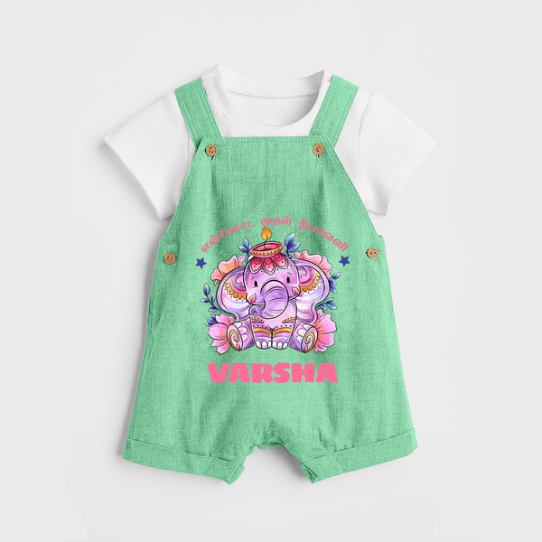 Happy Diwali | Celebration is Lighting Up Dungaree Set - GREEN - 0 - 5 Months Old (Chest 18")