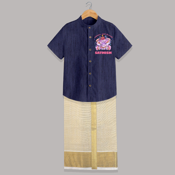 Happy Diwali | Celebration is Lighting Up Shirt And Dhoti - DARK BLUE - 0 - 6 Months Old (Chest-23") (Dhoti length-14")