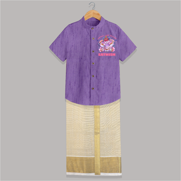 Happy Diwali | Celebration is Lighting Up Shirt And Dhoti - ROYAL PURPLE - 0 - 6 Months Old (Chest-23") (Dhoti length-14")