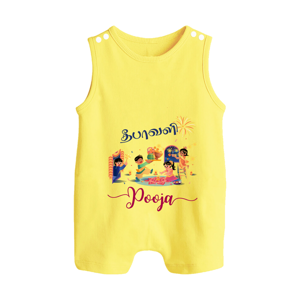 Happy Diwali | Prosperity and Fun Personalized Romper Suit - PASTEL YELLOW - 0 - 5 Months Old (Chest 18")