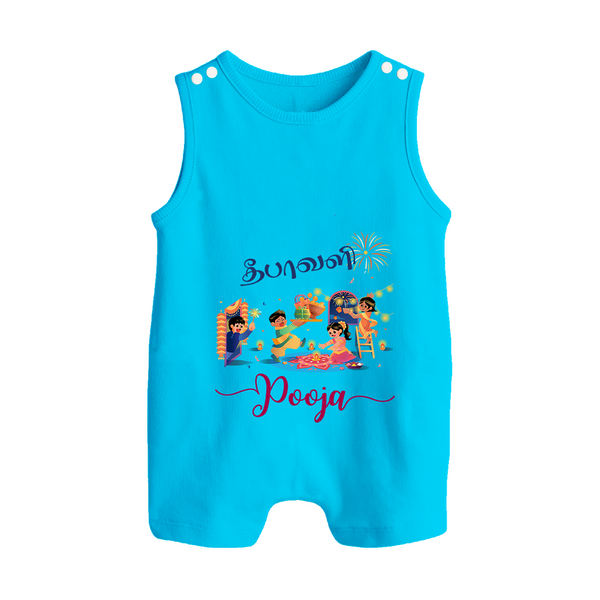 Happy Diwali | Prosperity and Fun Personalized Romper Suit - SKY BLUE - 0 - 5 Months Old (Chest 18")