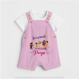 Happy Diwali | Prosperity and Fun Personalized Dungaree Set - BABY PINK - 0 - 5 Months Old (Chest 18")