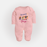 Happy Diwali | Prosperity and Fun Personalized Sleep Suit - BABY PINK - New Born (Chest 7.5")