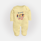 Happy Diwali | Prosperity and Fun Personalized Sleep Suit - PASTEL YELLOW - New Born (Chest 7.5")
