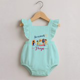 Happy Diwali | Prosperity and Fun Personalized Romper Frock - MINT GREEN - 0 - 3 Months Old (Chest 19")