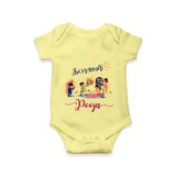 Happy Diwali | Prosperity and Fun Personalized Romper - PASTEL YELLOW - New Born (Chest 14")