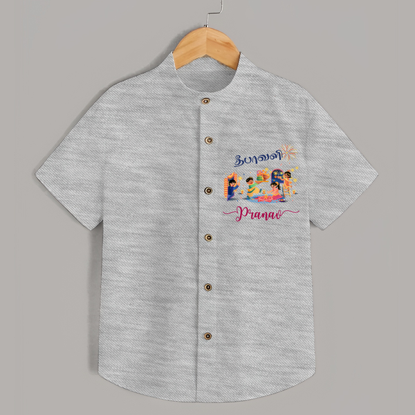 Happy Diwali | Prosperity and Fun Personalized Shirt - GREY - 0 - 6 Months Old (Chest 23")