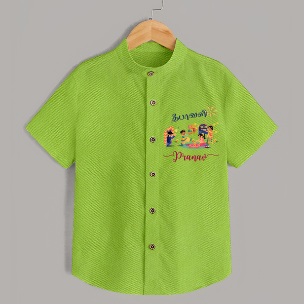 Happy Diwali | Prosperity and Fun Personalized Shirt - LIME GREEN - 0 - 6 Months Old (Chest 23")