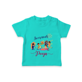 Happy Diwali | Prosperity and Fun Personalized T-Shirt - TEAL - 0-5 Months Old (Chest 17")