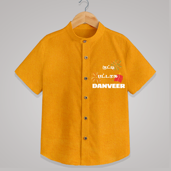 Happy Diwali | Diwali Delight and Fun Personalized Shirt - CHROME YELLOW - 0 - 6 Months Old (Chest 23")
