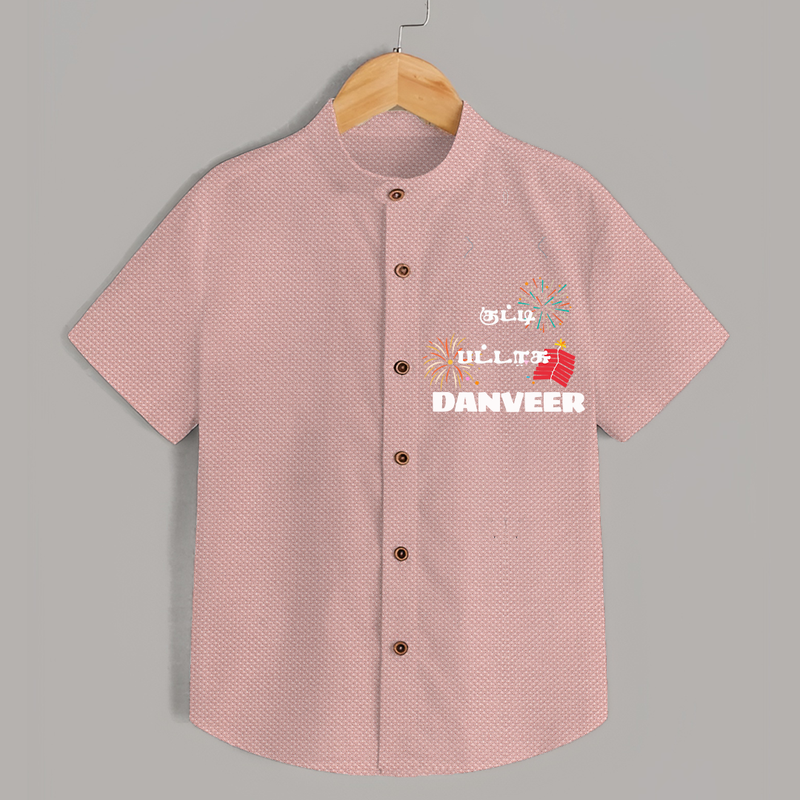 Happy Diwali | Diwali Delight and Fun Personalized Shirt - PEACH - 0 - 6 Months Old (Chest 23")