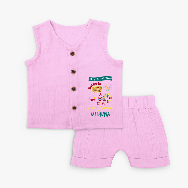 Happy Diwali | Sacred Light Celebration Jabla Set - BABY PINK - 0 - 3 Months Old (Chest 9.8")
