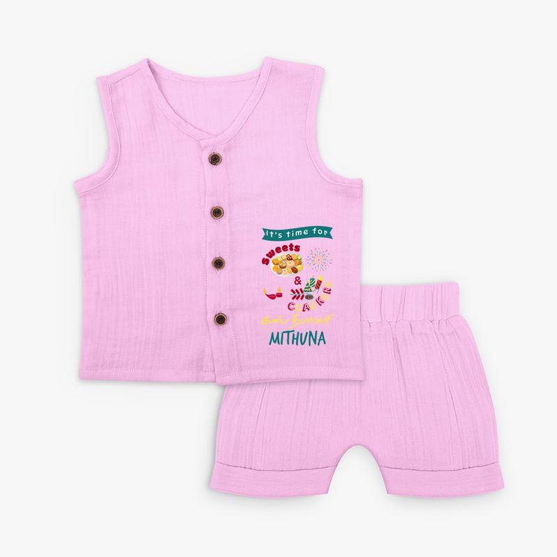 Happy Diwali | Sacred Light Celebration Jabla Set - BABY PINK - 0 - 3 Months Old (Chest 9.8")