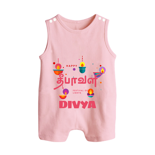 Happy Diwali | Festival of Lights and Fun Romper Suit - BABY PINK - 0 - 5 Months Old (Chest 18")