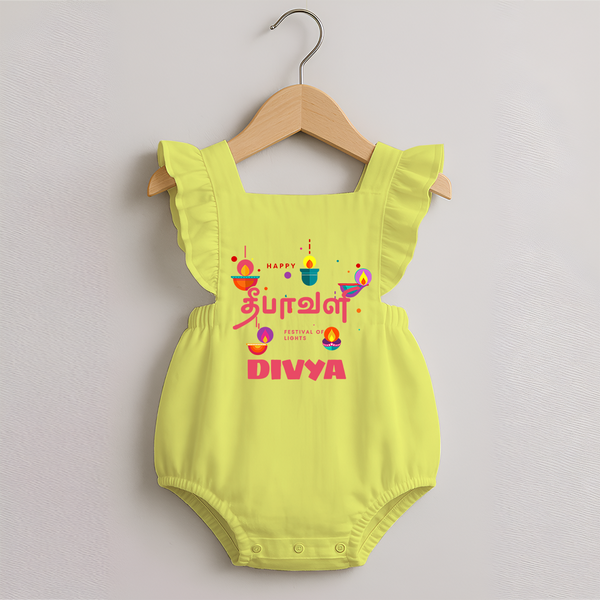 Happy Diwali | Festival of Lights and Fun Romper Frock - PASTEL YELLOW - 0 - 3 Months Old (Chest 19")