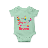 Happy Diwali | Festival of Lights and Fun Romper - MINT GREEN - New Born (Chest 14")