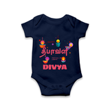 Happy Diwali | Festival of Lights and Fun Romper - NAVY BLUE - New Born (Chest 14")