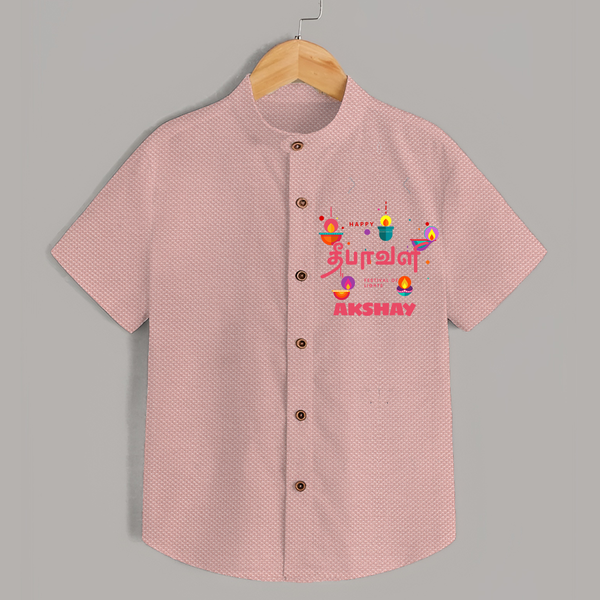 Happy Diwali | Festival of Lights and Fun Shirt - PEACH - 0 - 6 Months Old (Chest 23")