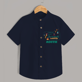 Happy Diwali | Puja and Crackers Fun Shirt - NAVY BLUE - 0 - 6 Months Old (Chest 23")