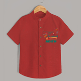 Happy Diwali | Puja and Crackers Fun Shirt - RED - 0 - 6 Months Old (Chest 23")
