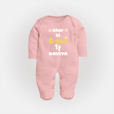 Happy Diwali | Biggest Celebration Fun Sleep Suit - BABY PINK - New Born (Chest 7.5")