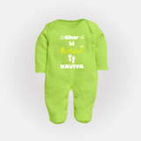 Happy Diwali | Biggest Celebration Fun Sleep Suit - LIME GREEN - New Born (Chest 7.5")