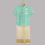 Happy Diwali | Biggest Celebration Fun Shirt And Dhoti - AQUA GREEN - 0 - 6 Months Old (Chest-23") (Dhoti length-14")