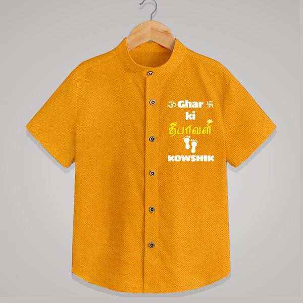 Happy Diwali | Biggest Celebration Fun Shirt - CHROME YELLOW - 0 - 6 Months Old (Chest 23")