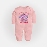 Happy Diwali | Deepawali Purity and Fun Sleep Suit - BABY PINK - New Born (Chest 7.5")