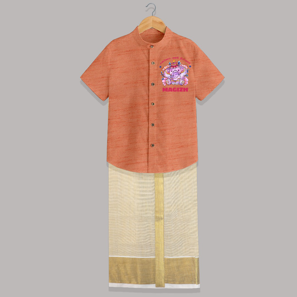 Happy Diwali | Deepawali Purity and Fun Shirt And Dhoti - ORANGE - 0 - 6 Months Old (Chest-23") (Dhoti length-14")