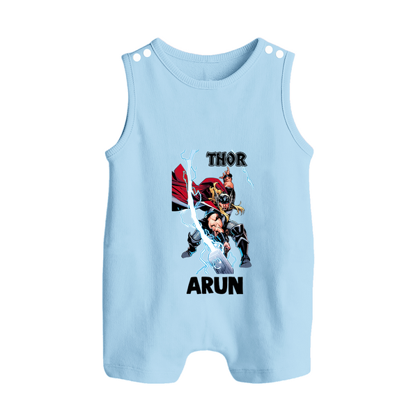 Mighty Thor Lightning Strike Button Romper - BABY BLUE - New Born (Chest 18")