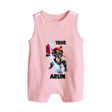 Mighty Thor Lightning Strike Button Romper - BABY PINK - New Born (Chest 18")