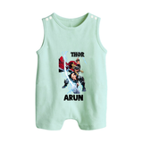Mighty Thor Lightning Strike Button Romper - MINT GREEN - New Born (Chest 18")