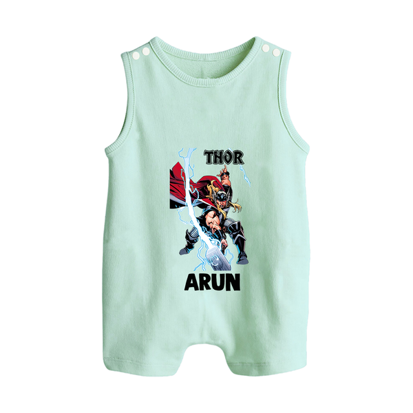 Mighty Thor Lightning Strike Button Romper - MINT GREEN - New Born (Chest 18")