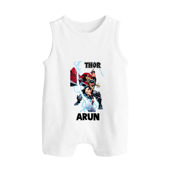 Mighty Thor Lightning Strike Button Romper - WHITE - New Born (Chest 18")