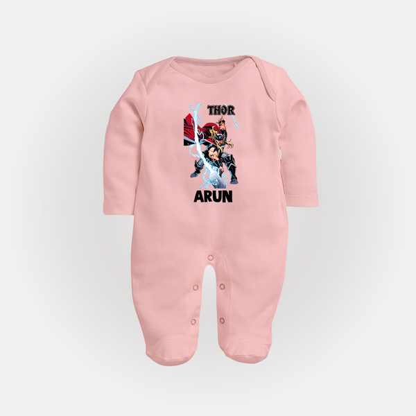 Mighty Thor Lightning Strike Full Body Suit - BABY PINK - New Born (Chest 7.5")