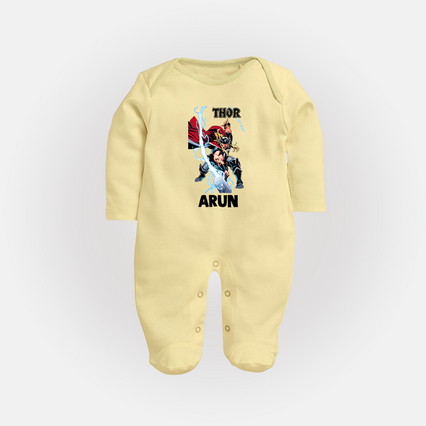 Mighty Thor Lightning Strike Full Body Suit - PASTEL YELLOW - New Born (Chest 7.5")