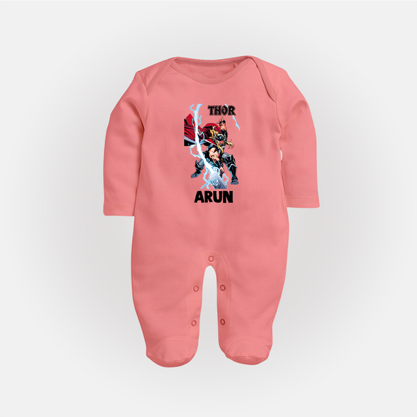 Mighty Thor Lightning Strike Full Body Suit - PEACH - New Born (Chest 7.5")