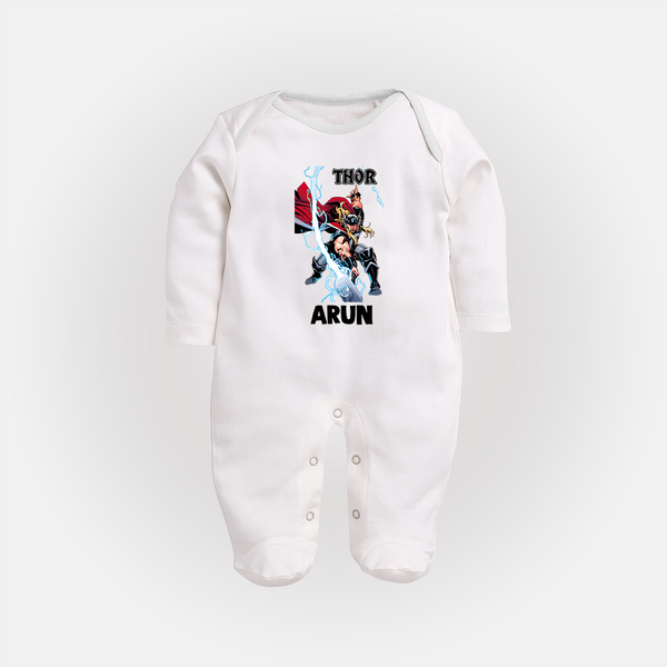 Mighty Thor Lightning Strike Full Body Suit - WHITE - New Born (Chest 7.5")