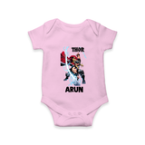 Mighty Thor Lightning Strike Baby Romper - BABY PINK - New Born (Chest 14")