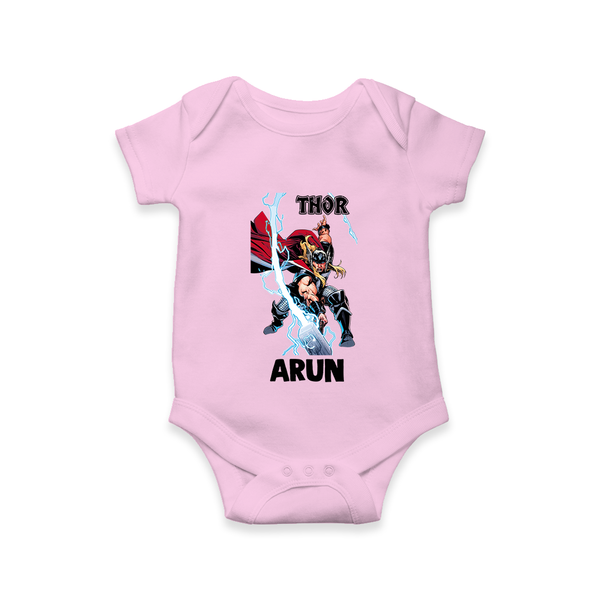 Mighty Thor Lightning Strike Baby Romper - BABY PINK - New Born (Chest 14")