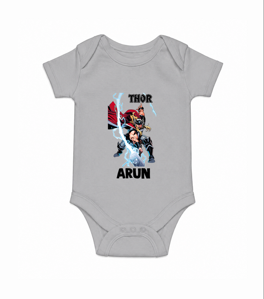 Mighty Thor Lightning Strike Baby Romper - GREY - New Born (Chest 14")