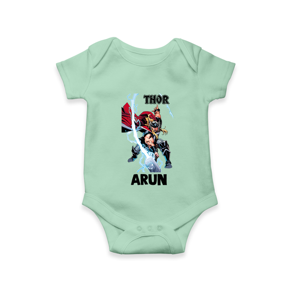 Mighty Thor Lightning Strike Baby Romper - MINT GREEN - New Born (Chest 14")