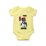Mighty Thor Lightning Strike Baby Romper - PASTEL YELLOW - New Born (Chest 14")